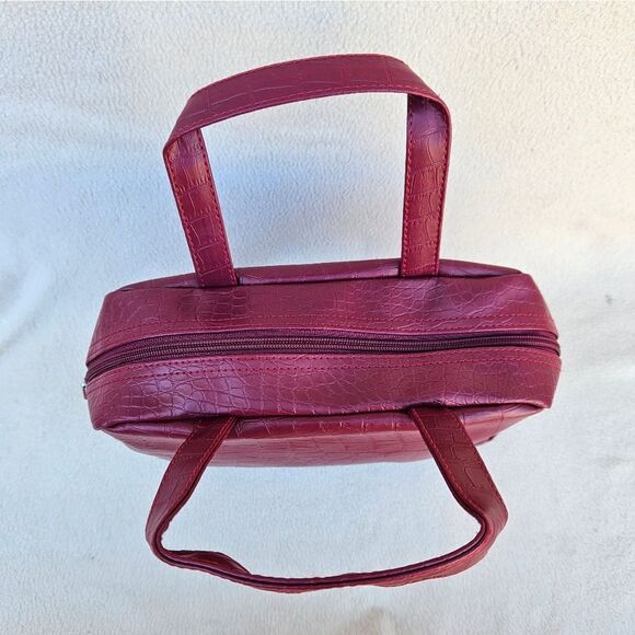 NWOT Red Faux Leather Cosmetic Bag - Picture 7 of 13